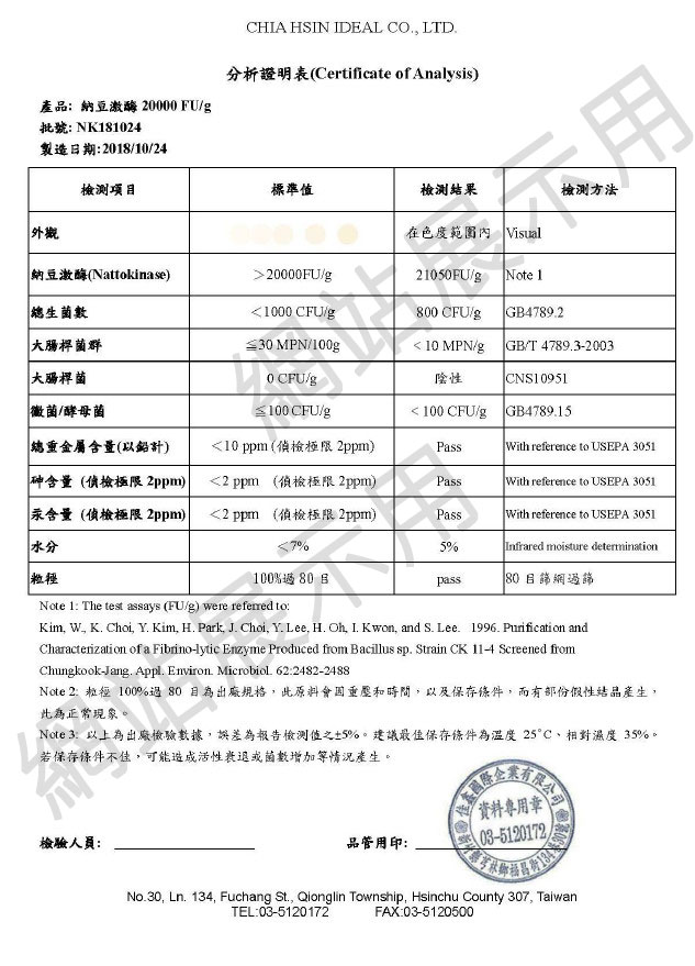 分析證明表 C ertificate O f A nalysis 文件
