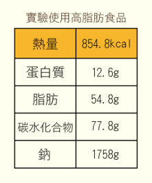 實驗使用高脂肪食品