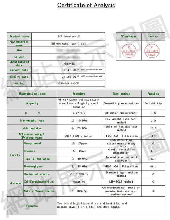 分析證明表Certificate Of Analysis文件